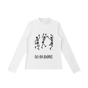 White Long Sleeve Tee with Skeleton Print